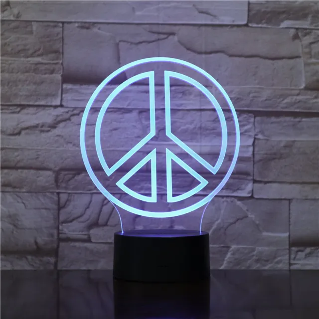 MC Living 3D Led Lamp Met Gravering - RGB 7 Kleuren - Peace