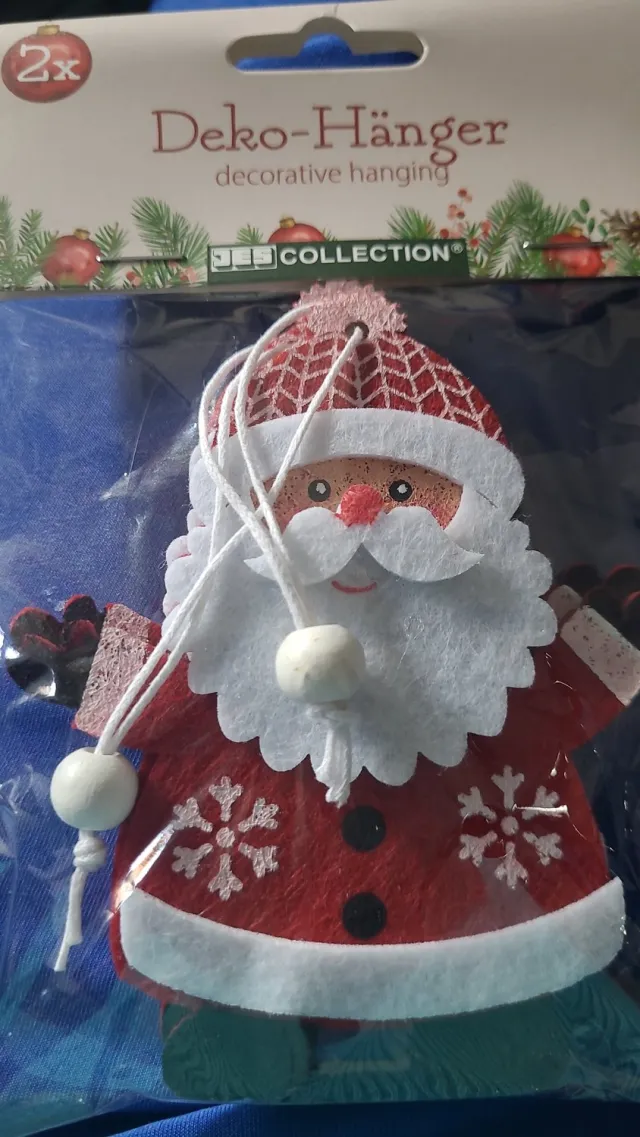 J.E. Schum Gmbh & co 2 x kerstman kersthanger versiering vilt decoratie kerst Rood wit
