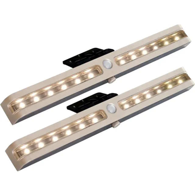Eleganca Bed Led Verlichting met Bewegingssensor 2 Stuks – Uitstapverlichting – Warm Licht Bedlamp – Nachtlamp – Instelbare Brandduur – Kunststof Bedverlichting – Wandlamp – Motion Lamp – 3400K Wit Licht RVS