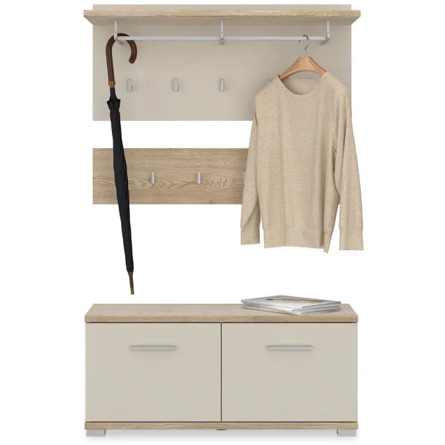 IDIMEX Garderobeset BILBAO – Cremona-eik/kasjmier beige