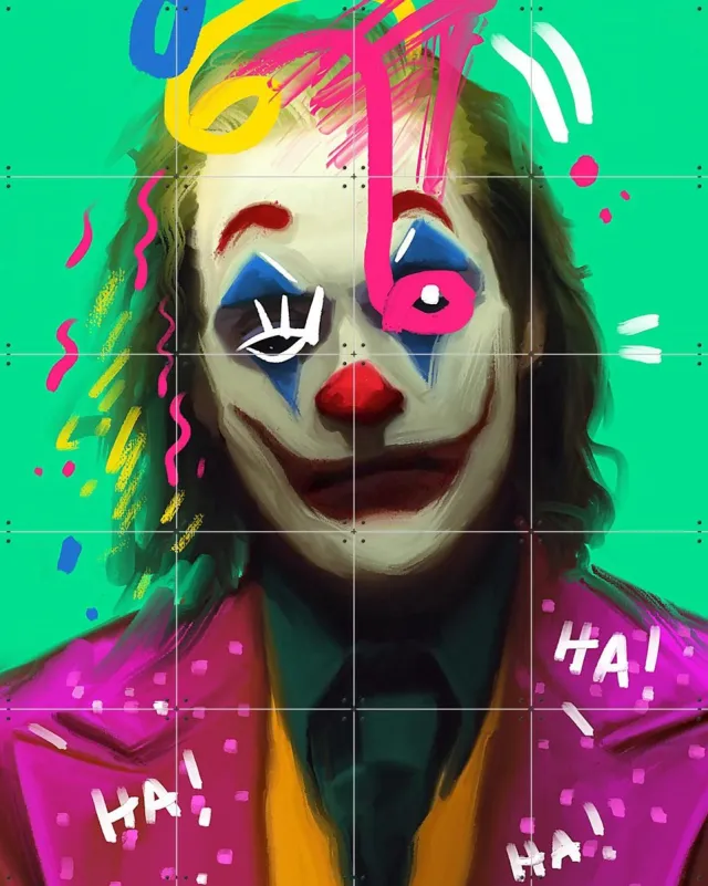 IXXI Why so serious Joker, Pop-art by Tadej - 80 x 100 cm - Grote wanddecoratie en posters - Pop art, Digitale Kunst, Speels, Illustraties, Kleurrijk Groen