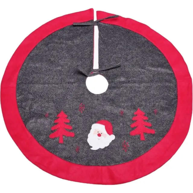 Heitmann Kerstboomrok / Kerstboomkleed - Met Kerstman Print - 91 x 91 cm Grijs Rood