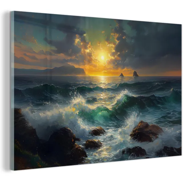 Unyqoos Wanddecoratie van met zee- en zonmotief voor interieur Zee - zon