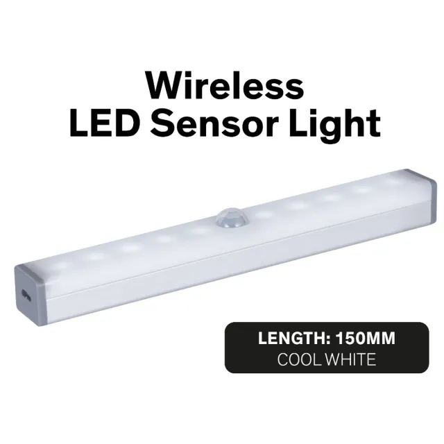 Sinji Kastverlichting LED met Bewegingssensor – LED Lampen Draadloos – LED Lamp op Batterij & USB Oplaadbaar – 15 cm Wit