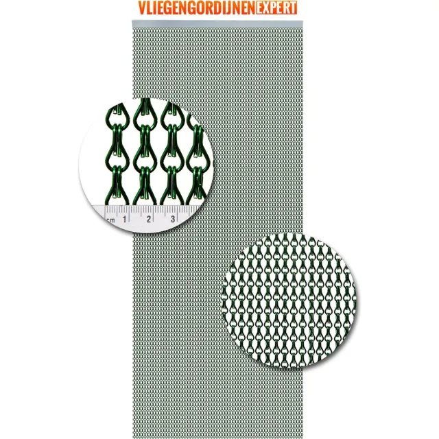 Vliegengordijnenexpert® Vliegengordijnenexpert - Vliegengordijn - 90x210 cm - aluminium groen