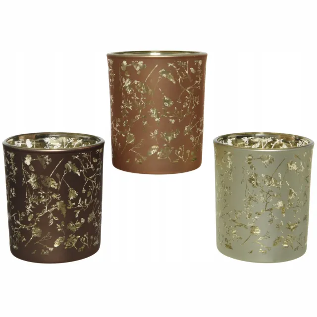 Kaemingk BV Kaemingk - Decoratieve Glazen Kandelaar - Vintage - 7x8,2cm - Verschillende Patronen Mat;Goud