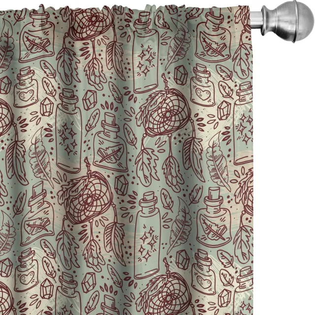 ABAKUHAUS Boho Gordijnen – 2x75x175 cm – Microfiber – Halverdonker Maroon