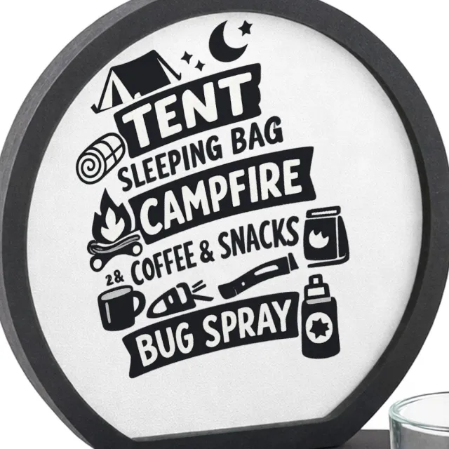 Mr Cadeautjes MDF inleg theelichthouder ~8 cm - design Een compacte humorprint over strandcomfort met dezelfde lijs | cadeau Wit