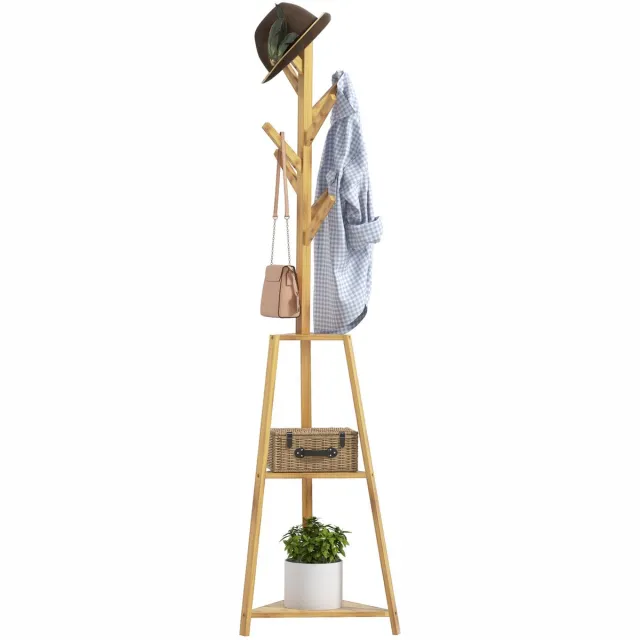 46.9 HOMCOM kapstok van bamboe, 46x46x175 cm, bruin.