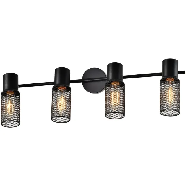 Glitzerlife Plafondspot Plafondlamp Opbouwspot - Vintage Industrieel - Draaibare 4xE27 Fitting - 330 Graden Zwenkbaar - Metaal - Hal Gang Woonkamer Slaapkamer Eetkamer - Zwart Zwart Recht model 4 Flammig