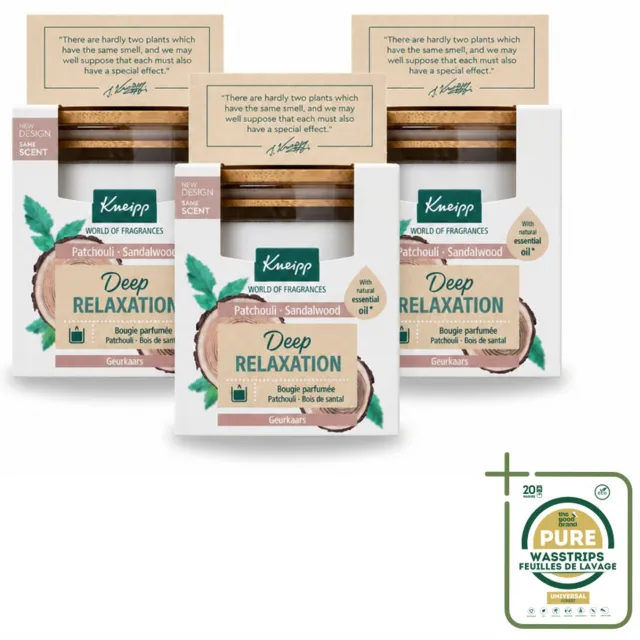 Kneipp 3 x Kneipp - Geurkaars - Deep Relaxation - Sandelhout & Patchouli - 20 branduren - Wasstrips - Geurkaars - Ontspanning - Kneipp - Sandelhout - Patchouli Wit