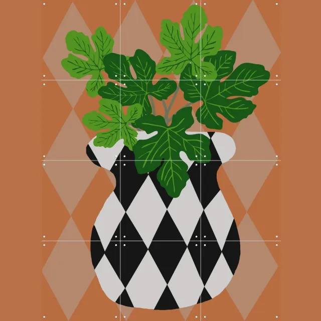 IXXI Green Plant 6, Coco de Paris - 60 x 80 cm - Grote wanddecoratie en posters - Modern, Illustraties, Minimalisme, Speels, Digitale Kunst Groen / Bruin