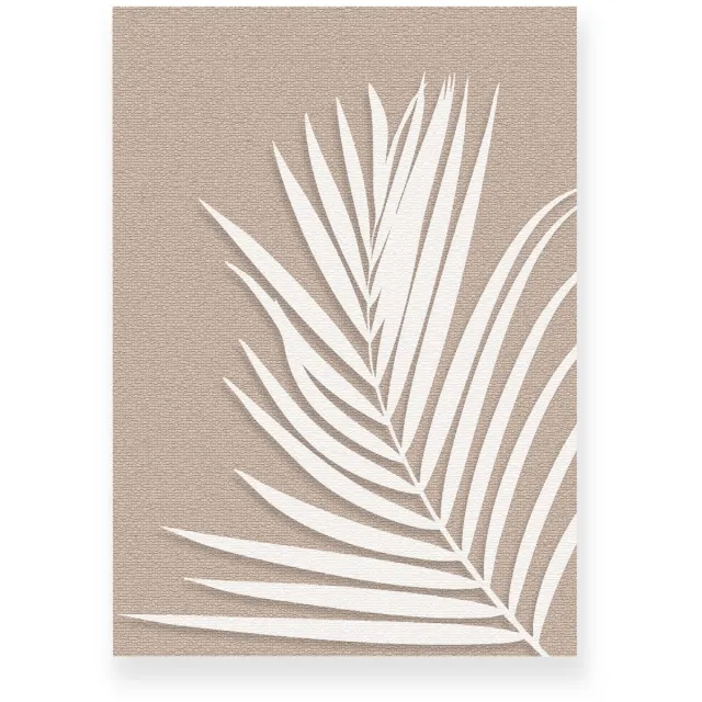 Yisual Aluminium plaat 30x40 cm - Poster - Palmblad - Canvas Look - Bruin - Beige - Minimalistisch - Botanisch - Muurdecoratie - Wanddecoratie