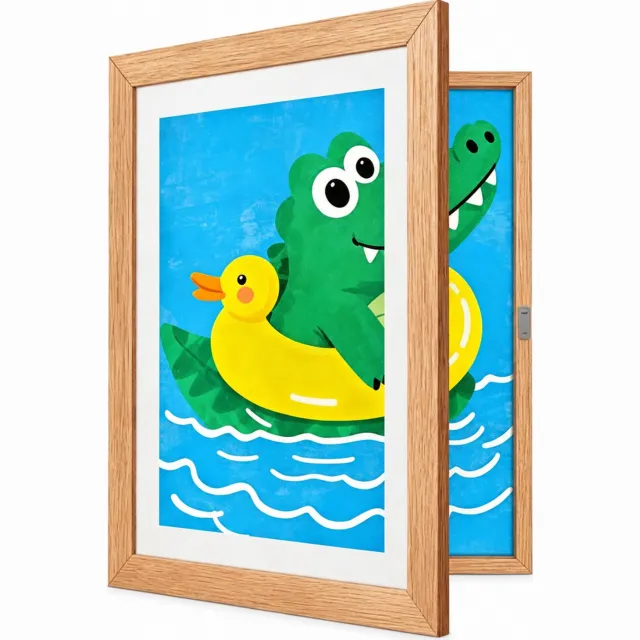 SWGOTA Opklapbare MDF-fotolijst 8,5 x 11 inch, lichte uitvoering met standaard, naturel houtkleur