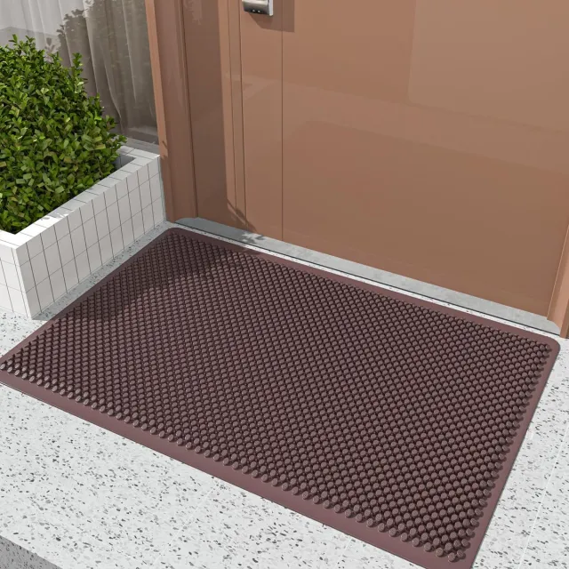 My Ninki ® Weerbestendige Siliconen Vuilvangmat voor Buiten en Entree met Antislip Functie roodbruin