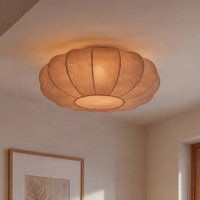 Lindby plafondlamp - 3lichts - textiel, metaal - H: 23 cm - E27 - bruin