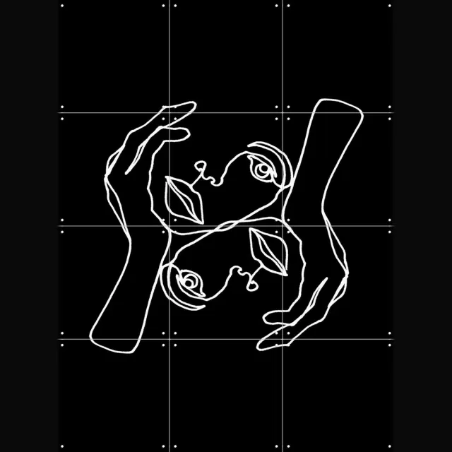 IXXI Julie Black & White, Julia Hariri - 60 x 80 cm - Grote wanddecoratie en posters - Illustraties, Grafisch Ontwerp, Line art, Minimalisme Donkere tinten / Monochroom / Wit