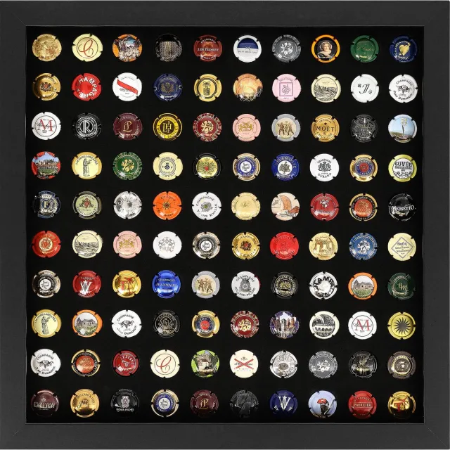 Acaza Wissellijst - 3D Fotolijst - Diepe Fotolijst - 40x40x3.30 cm - MDF Hout - Zwart - 3D Fotolijst voor Champagne Capsules - 100 stuks - Box Frame - Champagne Capsules - Champagne Capsules opbergen
