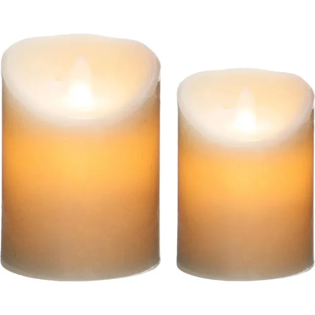 Atmosphera Led stompkaarsen set - 2x stuks - Warm licht - 10 en 14,5 cm Wit