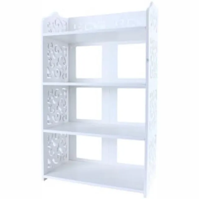 Ejoyous Schoenenrek 4 Lagen Gesneden Schoenkast PVC Paneel Modern Multifunctioneel Hol Gesneden Schoenenrek Staande Plank Wit Hoek Schoenkast Voor Hal Slaapkamer Balkon Modern