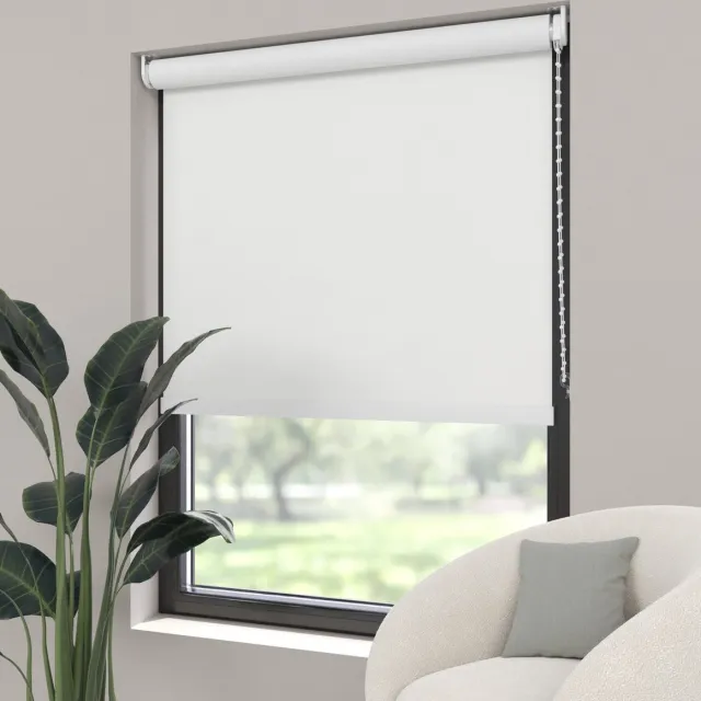 Dutchblinds Rolgordijn - verduisterend - Wit - 180x190cm - Raamdecoratie op maat