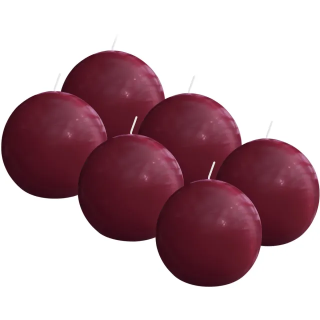 Bolsius Glanzende bol kaarsen - 6 Stuks - Rood - 7cm - 16 Branduren