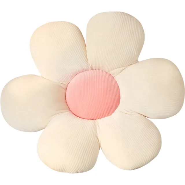 Stuyver Bloem kussen Wit/Roze - Sierkussen - Aesthetic room decor - Bloemvormig kussen - 50 x 50 cm Wit met roze
