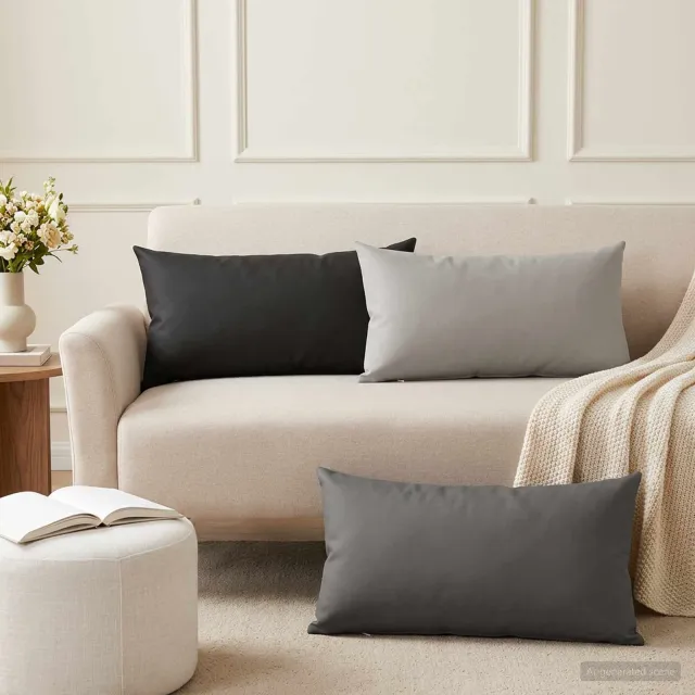 vidaXL Plaid kussen 6 st HEERLEN Antraciet 40 x 70 cm Polyester Anthraciet