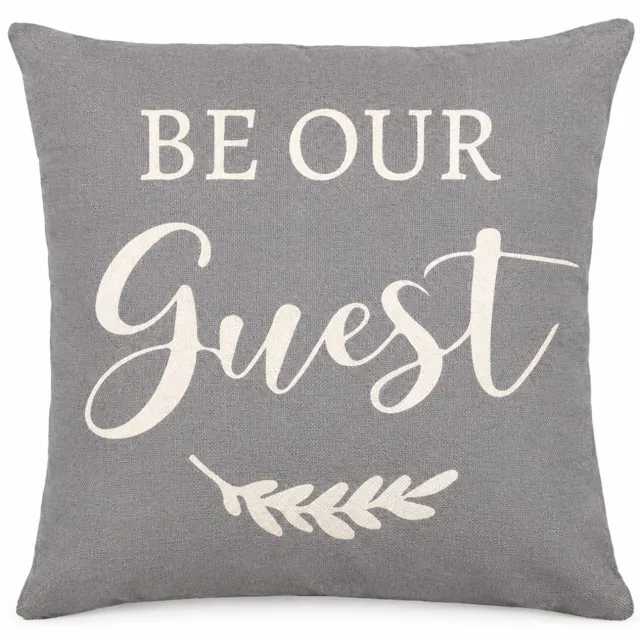 SWGOTA Kussenhoes 45 x 45 cm van polyester, grijs met crèmekleurige tekst en takmotief, zonder binnenkussen