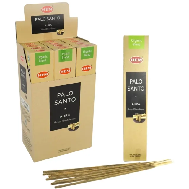 HEM wierookstokjes - Palo Santo - Aura organic - 12 Pakjes van 15 gram Bruin
