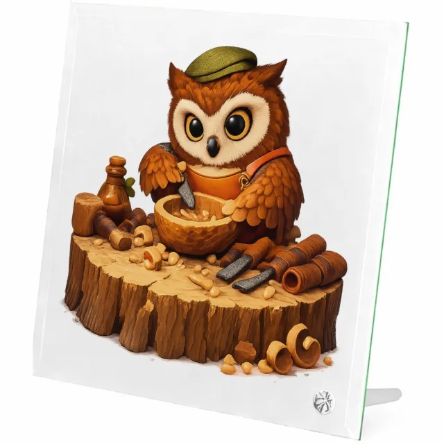 Mr Cadeautjes Glasframe 20 x 20 - design Een schattige werkende figuur als vakman met een duidelijk g | cadeau Wit