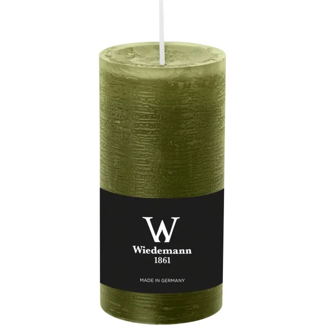 Wiedemann Cilinderkaars/stompkaars - rustieke kaars - olijfgroen - 6 x 12 cm - 42 branduren Olijf groen