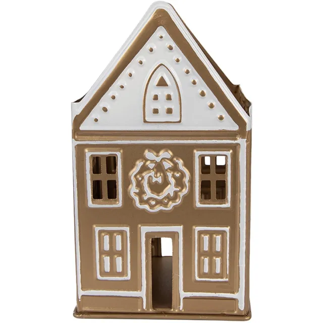 Clayre & Eef Waxinelichthouder Huis 12x11x22 cm Goudkleurig Metaal
