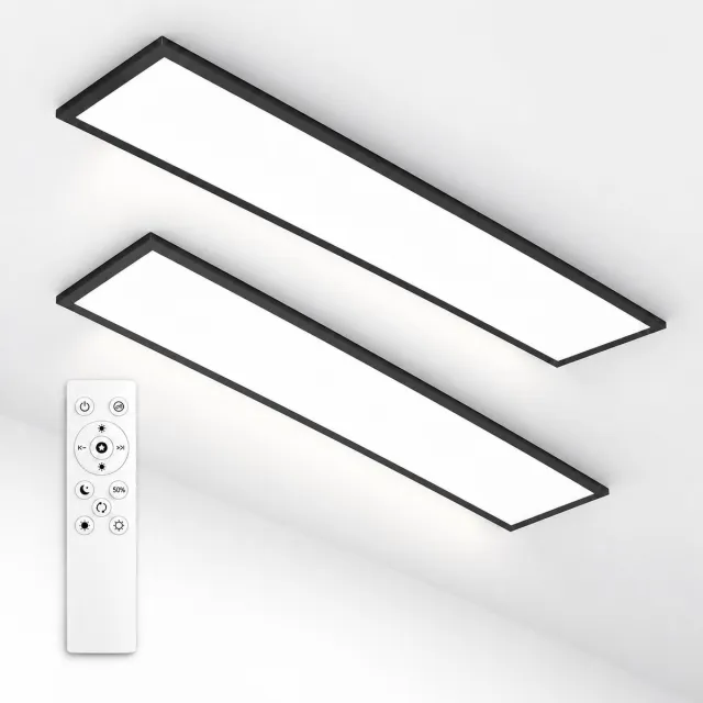 LOVHAUS LED Plafondpanelen 120x30 cm – 40W – Dimbaar met Afstandsbediening – Zwart – 3000K-6500K