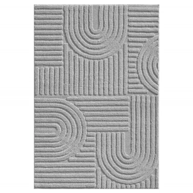 Tapijtenmagazijn Japandi Art Vloerkleed Grijs – Scandinavisch & Japans Design – Laagpolig – 200x290 cm