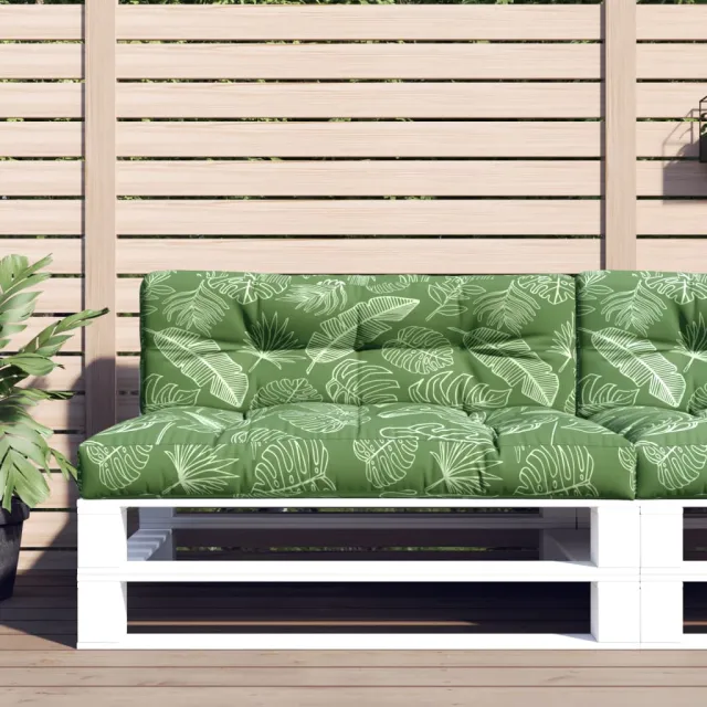 vidaXL Palletkussens 2 st stof bladpatroon Groen