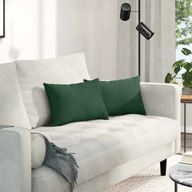 vidaXL Sofa Kussens 2 stuks Donkergroen 50 x 30 cm Cordstof