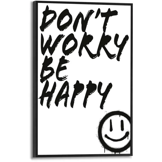Reinders Schilderij Don't Worry - 30 x 20 - Hout - REINDERS Zwart-Wit Zwart