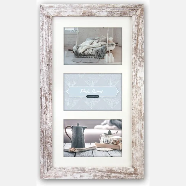 Zep Houten multi fotolijst wit/bruin Nelson 6 3Q voor 3 foto's 13x18 - V23136