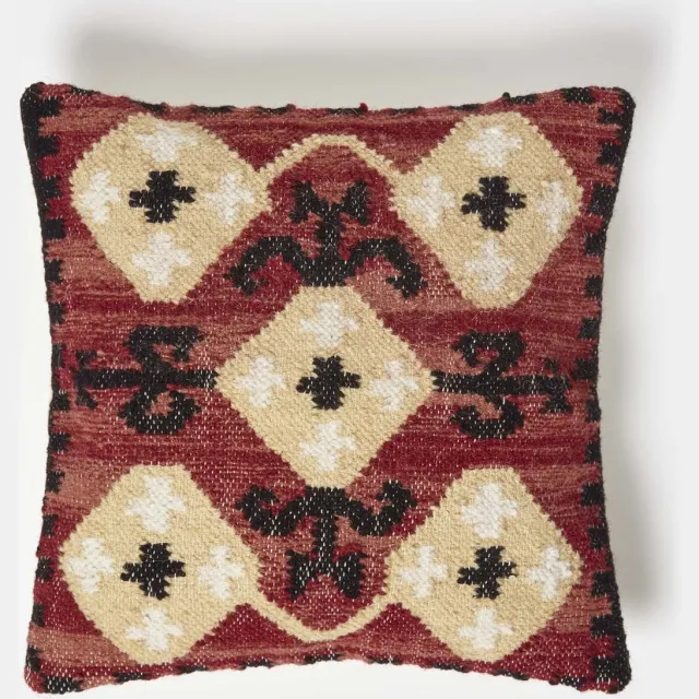 Homescapes Kelim kussen Tirana rood-geel-zwart - kussen 45 x 45 cm met vulling Veelkleurig