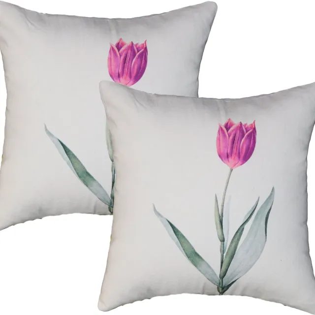 Urbane Hide Set van 2 Kussenshoes 45x45cm | Buiten kussenhoezen | kussensloop | sierkussens | cushion cover | katoen | Cotton Canvas digital print wit