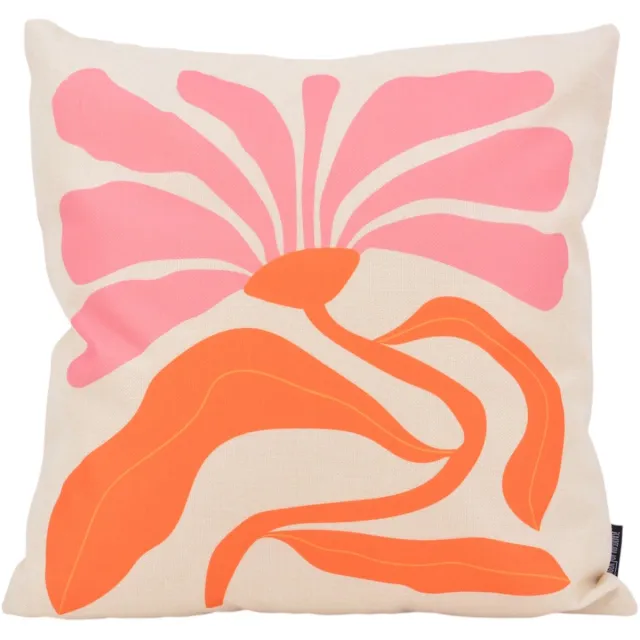 Gek op Kussens! Sunset Bloom Kussenhoes | 45x45 cm | Katoen/Linnen oranje roze