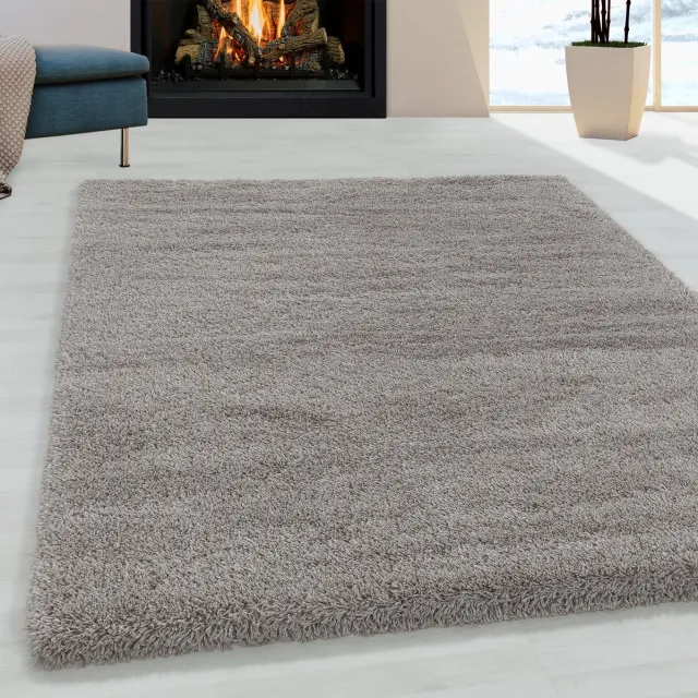 Ayyildiz Hoogpolig vloerkleed, effen kleur - beige, vloerkleed voor de woonkamer, jute achterkant, afmeting: 280 x 370 cm