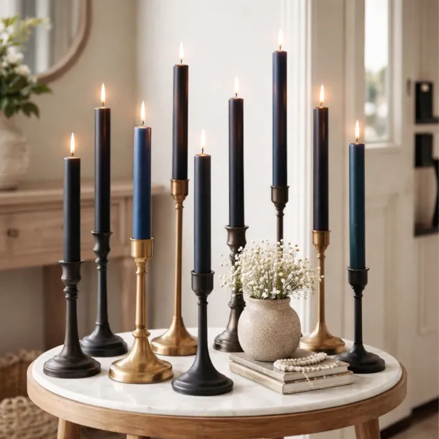arti casa Dinerkaarsen - Set van 4 Stuks - Ongeparfumeerd - Rustieke Uitstraling - Geschikt voor Diners, Feestjes en Feestelijke Gelegenheden - Hoogte 25,5 cm - Kleur Blauw