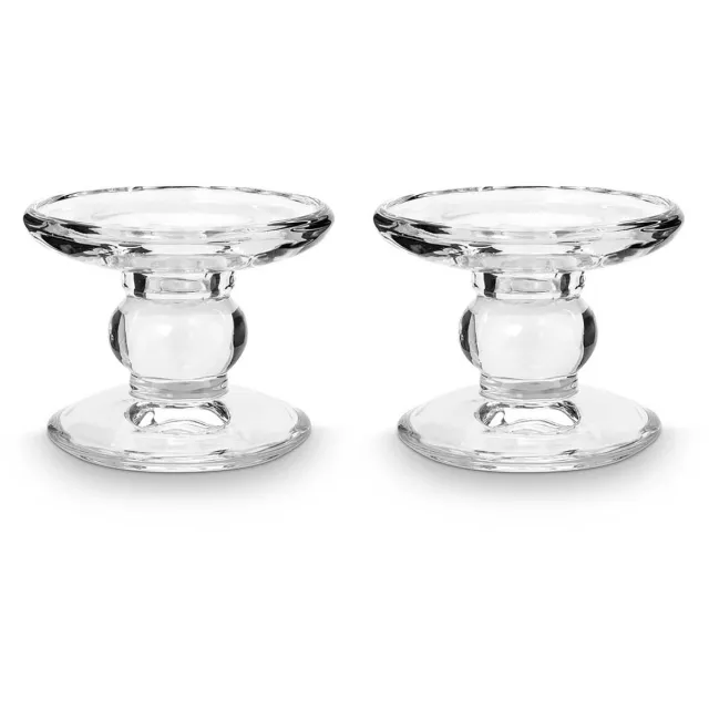 vtwonen Set van 2 - Kandelaren - Glas - 9.2x7.3cm Transparant