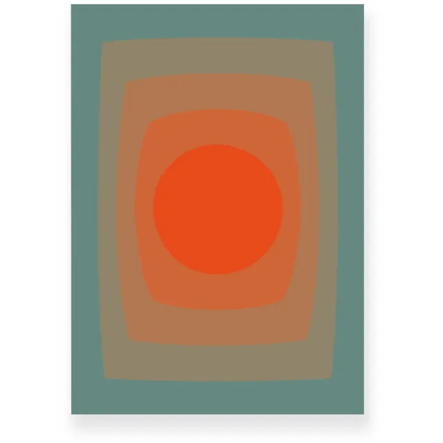 Yisual Poster 50x70 cm - Abstracte Kleurovergang - Cirkel - Oranje - Groen - Vintage - Op-Art - Muurdecoratie - Wanddecoratie