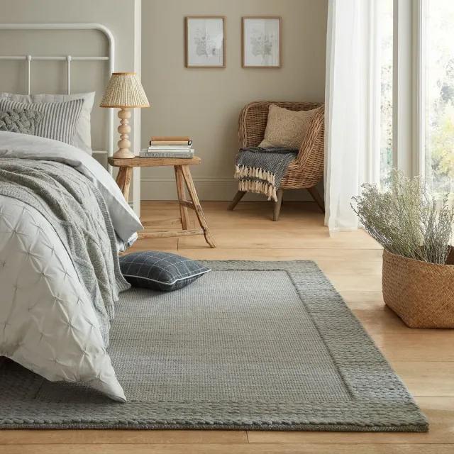 flycarpets Rue Modern Laagpolig - Wol - Kader Vloerkleed - Grijs - 200x290 cm