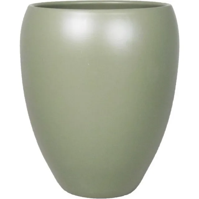 Floran Bloemen vaas/vazen mat army groen van keramiek D16 x H19 cm�- Bloempot/plantenpot/bloemenvaas