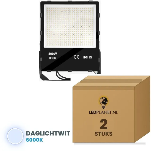 Tsong LED schijnwerper 400W - 2 stuks - Daglichtwit 6000K - 68.000 lm - 170 lm/W - 90° breedstraler - IP66