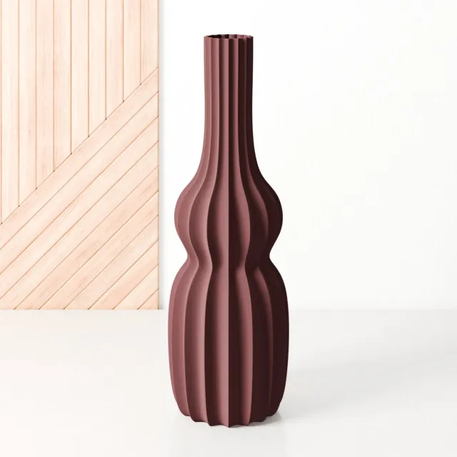 Fleuriek Hoge vaas Rood - H50 cm - Smalle vloervaas of decoratieve bloemenvaas, gekleurde design vaas van kunststof - Ventserbank vaas